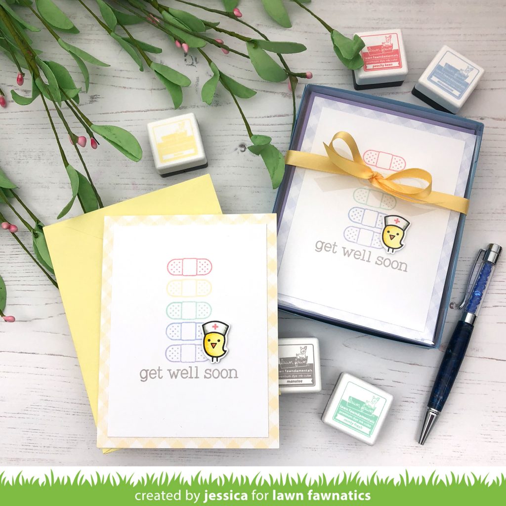 Get Well card set by Jessica Frost-Ballas for Lawn Fawnatics