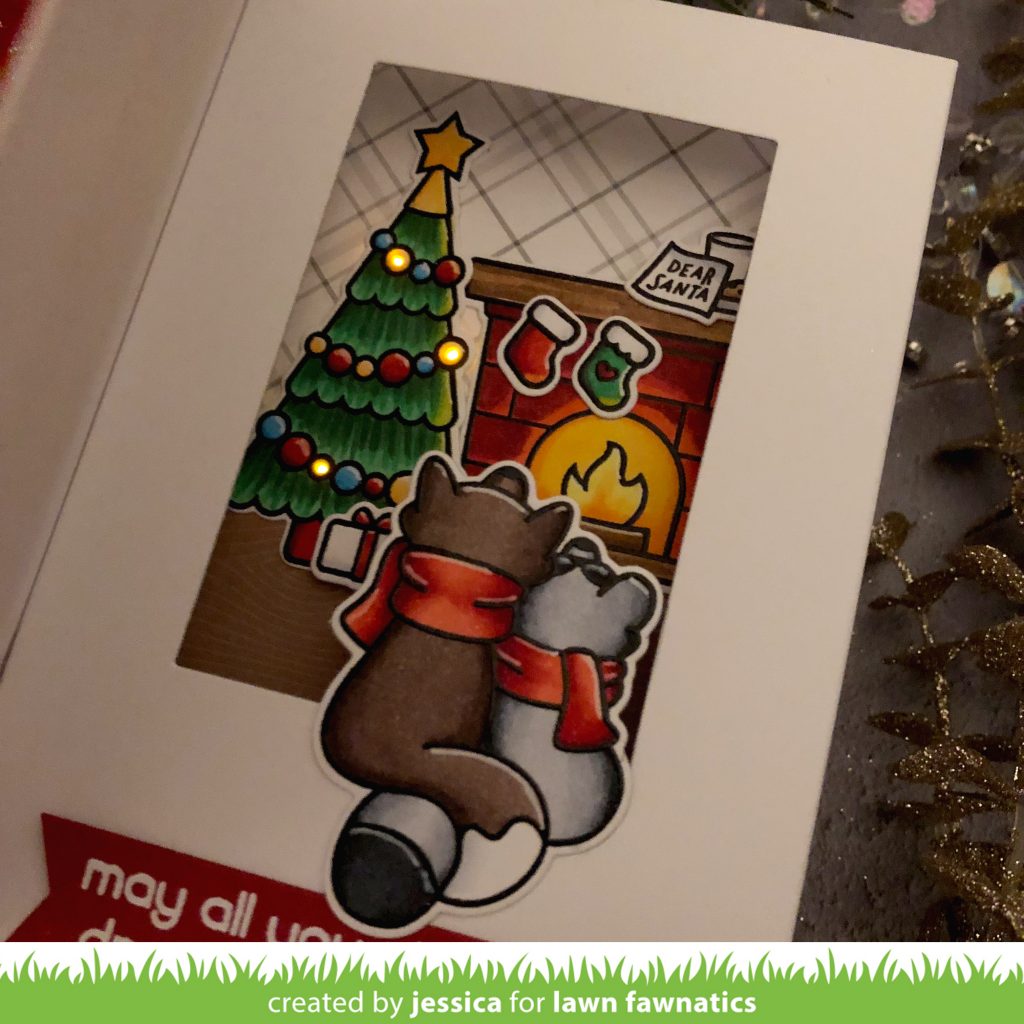 Merry Christmas Lawn Fawn Light Up Shadow Box Card by Jessica Frost-Ballas for Lawn Fawnatics