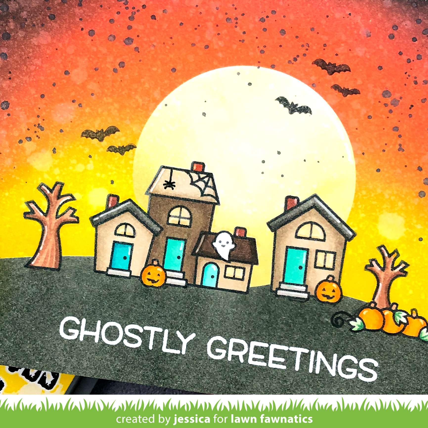 Ghostly Greetings by Jessica Frost-Ballas for Lawn Fawnatics
