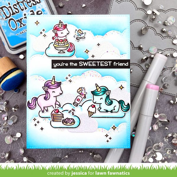 Unicorn Picnic by Jessica Frost-Ballas for Lawn Fawnatics