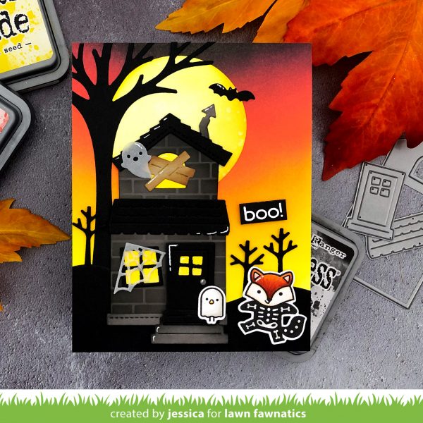 Scene Building with Lawn Fawn Halloween Card Lawn Fawnatics Challenge 86