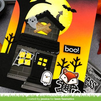 Scene Building with Lawn Fawn Halloween Card Lawn Fawnatics Challenge 86