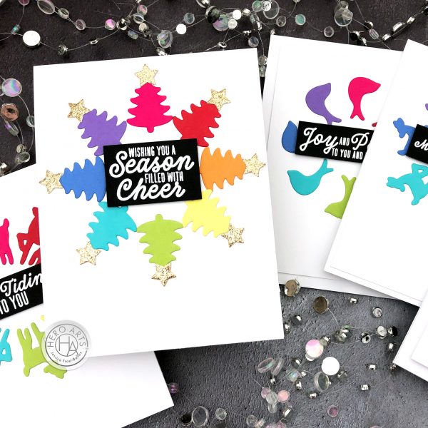 Rainbow Christmas Cards with Cardstock by Jessica Frost-Ballas for Hero Arts