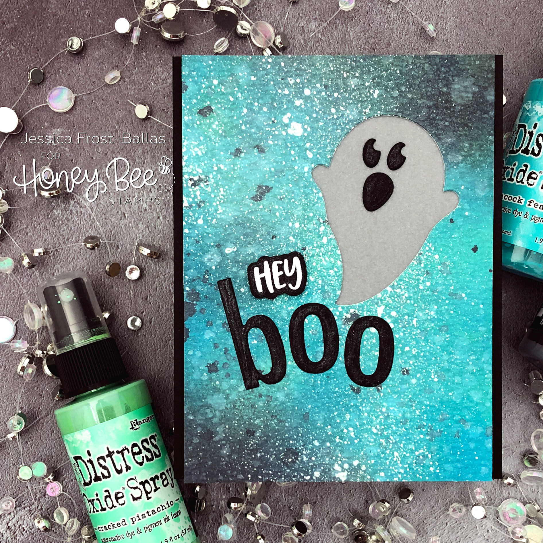 Quick Halloween Background with Distress Oxide Sprays all the sparkle