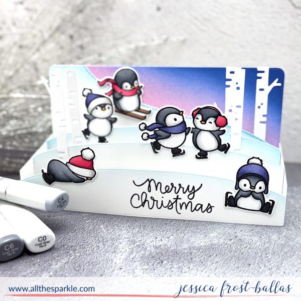 Penguins Go Skating by Jessica Frost-Ballas for Mama Elephant