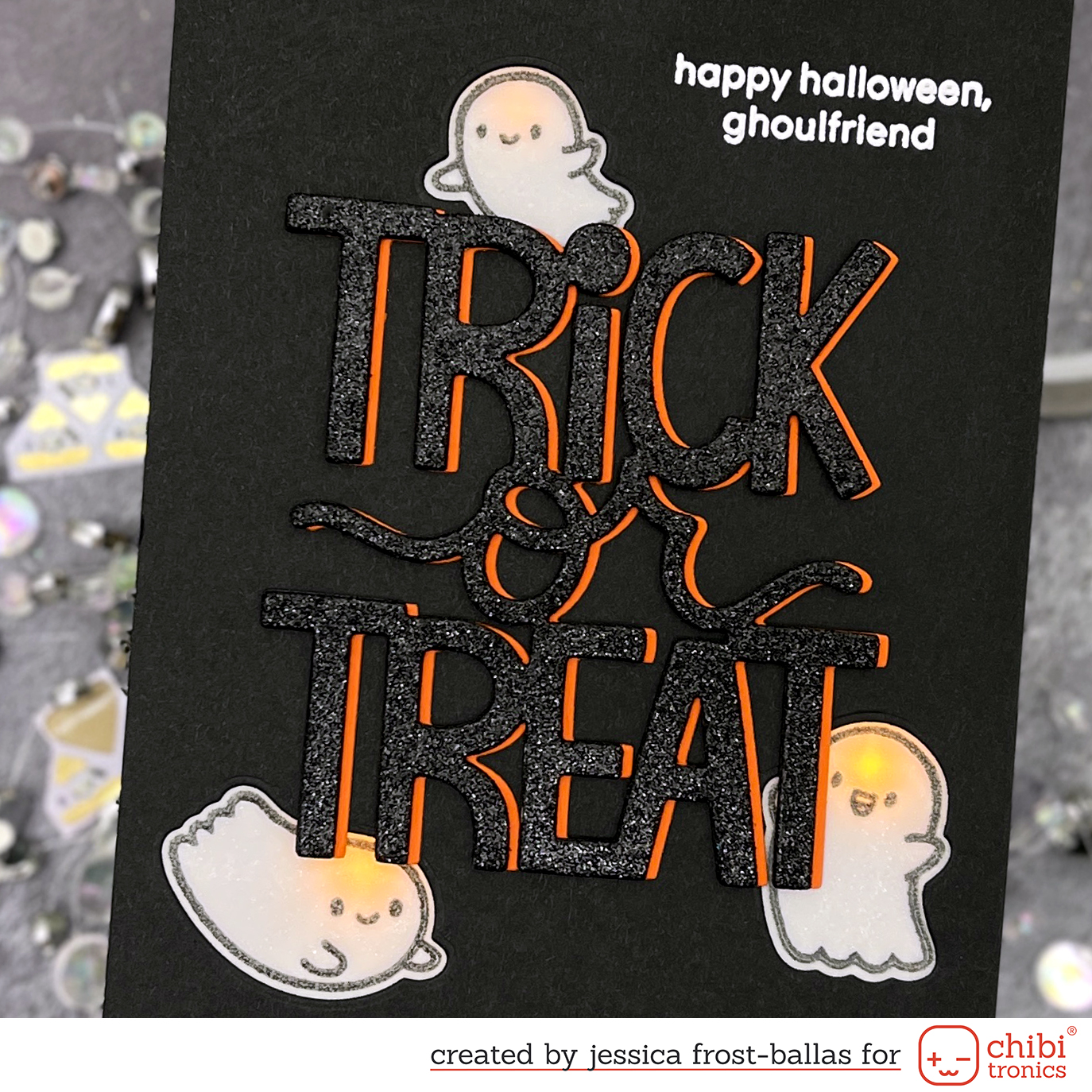 Ghoulfriends Light Up Card with Chibitronics and Heffy Doodle by Jessica Frost-Ballas